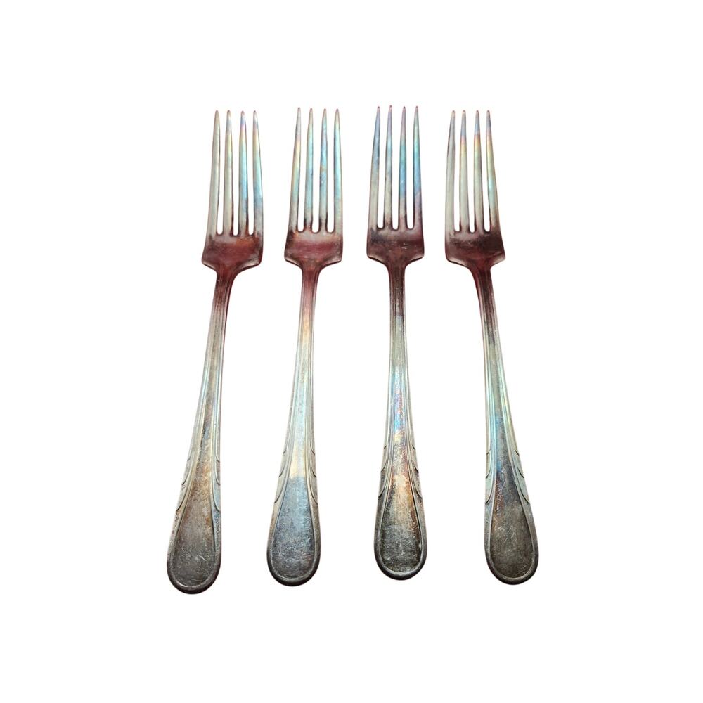 International Silver Argyle 1938 Silverplate Dinner Forks 7.5” Lot of 4 Vintage